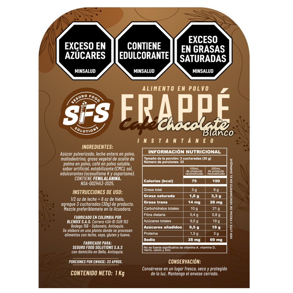 FRAPÉ CAFÉ CHOCOLATE BLANCO X 1 Kg