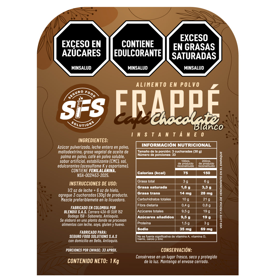 FRAPÉ CAFÉ CHOCOLATE BLANCO X 1 Kg