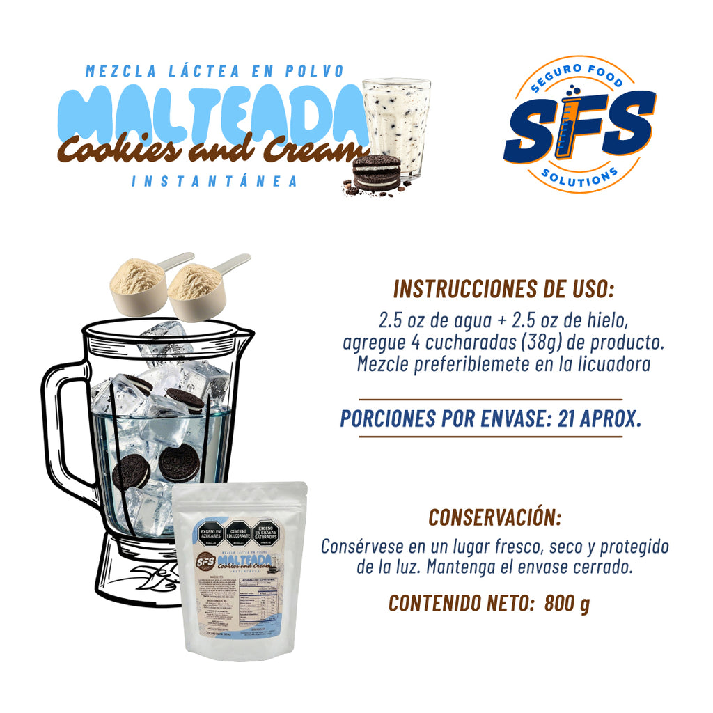 MALTEADA DE COOKIES AND CREAM X 800 G