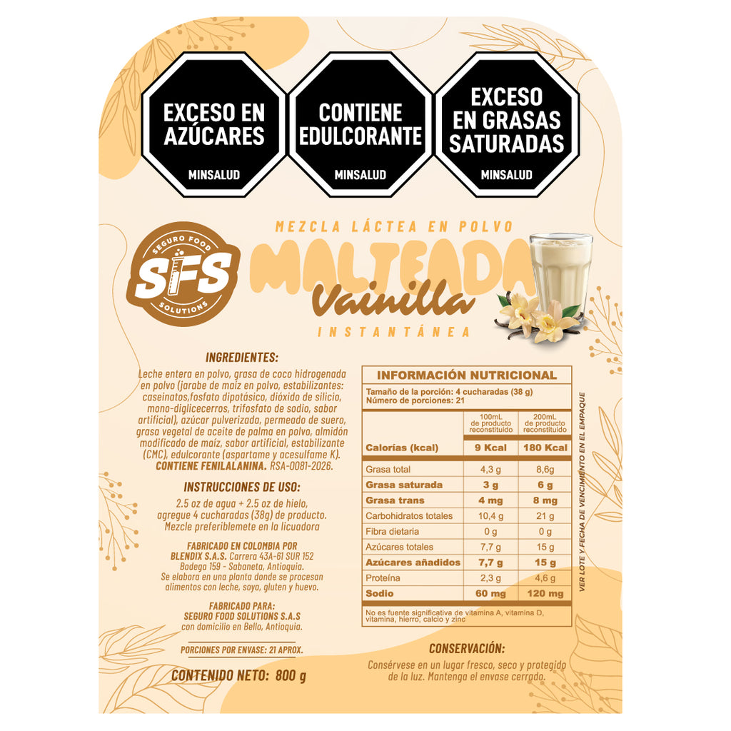 MALTEADA DE VAINILLA X 800 G