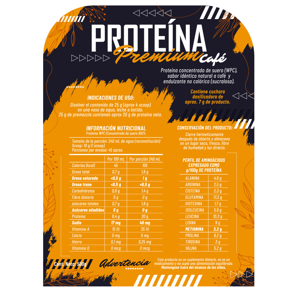 PROTEÍNA CONCENTRADA DE SUERO SABOR CAFÉ X 0,5 Kg